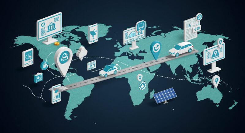 金融・IT・観光などのサービス業と、太陽光パネルやEV車など環境に優しい商品の貿易を表す図