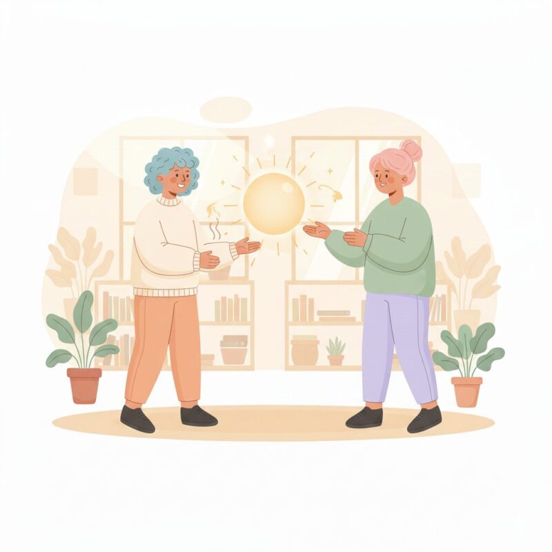 会話のキャッチボールを象徴する二人のやり取りのイラスト